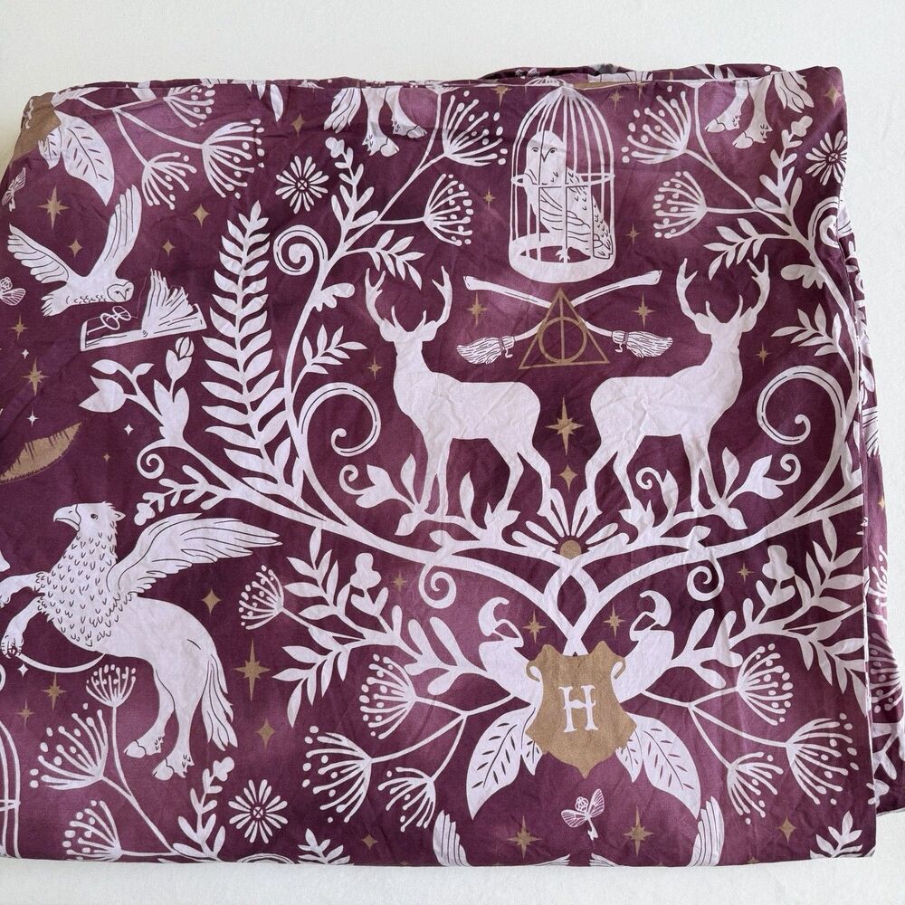 Pottery Barn Teen Harry Potter Magical Patronus Damask King Duvet Cover Burgundy